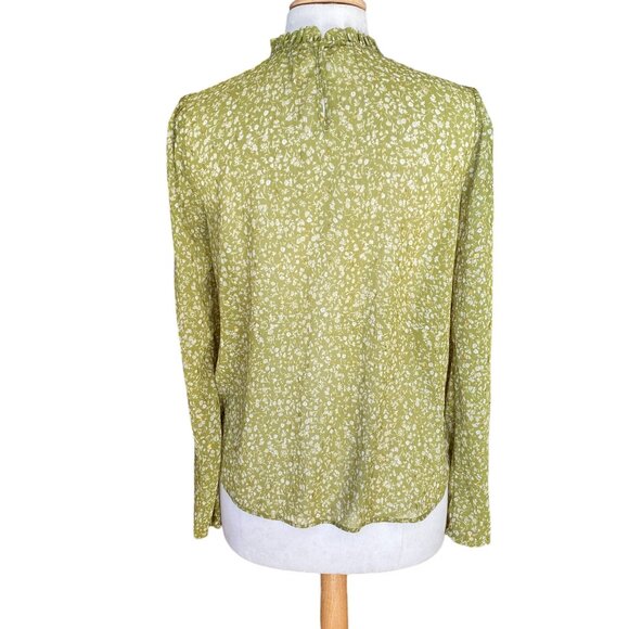 Maison d’ Amélie Boho Floral Green Shirred Ruffle Sheer Cottagecore Blouse-S - Picture 8 of 15